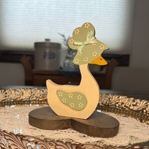 Vintage Wooden Goose Candle Holder